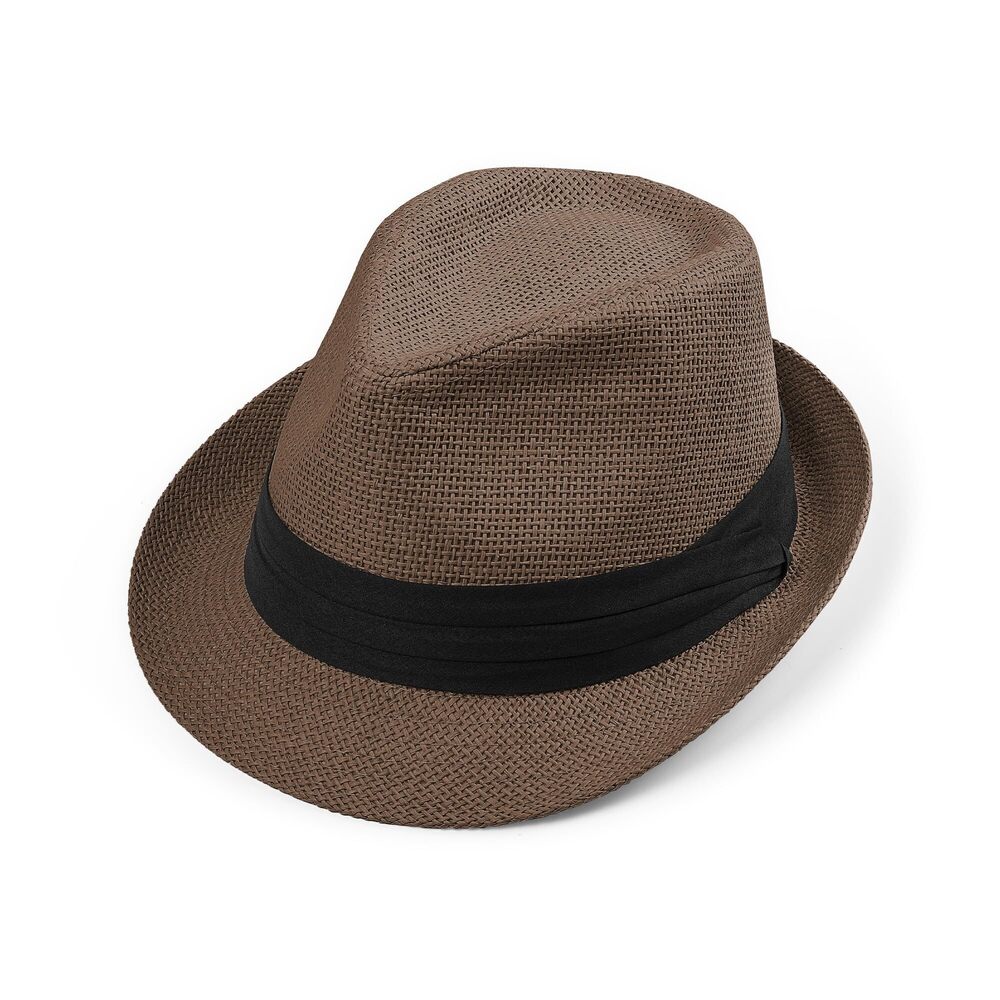 5719 Straw Trilby Fedora Hat 1920s Panama Hat Short Brim Summer Beach Sun